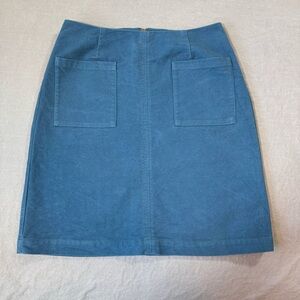 BODEN Womens Mini Skirt Sz 8 Long Lined Teal Cotton Zip Up